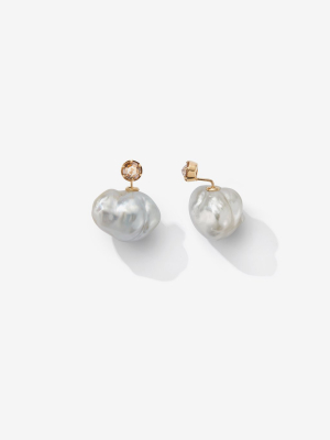 Prive Collection.  One Of A Kind.  Horizon Earrings.  Baroque Pearl And Diamond  Mp98