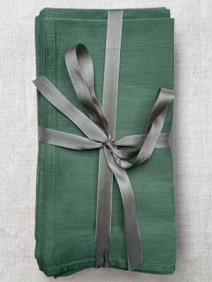 Set Of 6 Organza Napkins In Sage