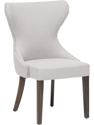 Ariana Dining Chair, Light Grey, Nickel Nailheads, Set Of 2