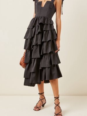 Valentina Tiered Ruffle Satin Gown