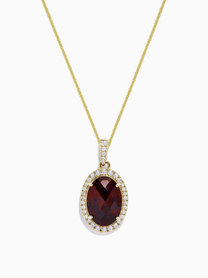 Effy Bordeaux 14k Yellow Gold Garnet And Diamond Pendant, 8.45 Tcw