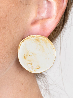 Coin Button Clip Earrings