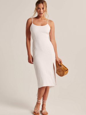 Linen-blend Midi Dress