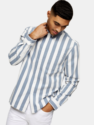 Blue And White Stripe Overshirt