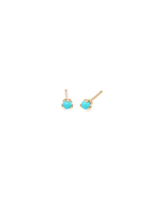 14k Turquoise Prong Studs | December Birthstone