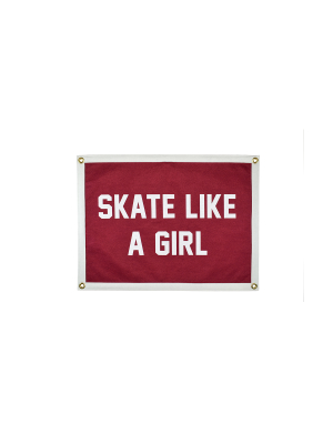 Skate Like A Girl Camp Flag: Crimson