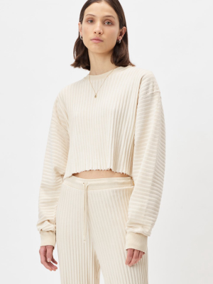 Ribbed Terry Cropped Sweatshirt / Cloud