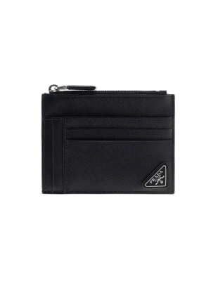 Prada Logo Plaque Zipped Cardholder