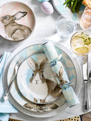 Damask Bunny Salad Plates Mixed, Set Of 4