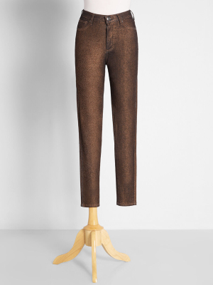 Metal Dipped And Dapper Skinny Jeans In Bronze