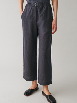 Linen-cotton Straight Pants