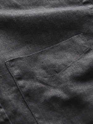 Irish Sea Soft Linen Point Collar Long Sleeve Shirt In Black