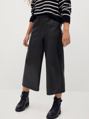 Faux Leather Culotte Pants