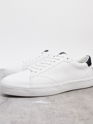 Pull&bear Sneakers In White With Heel Detail