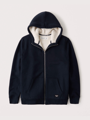 Sherpa-lined Full-zip Hoodie