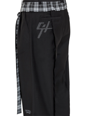 C2h4 Checked Strap Wide-leg Trousers