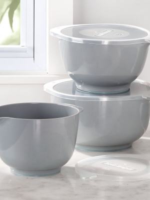 Rosti Grey Melamine Mixing Bowls With Lids, Set Of 3