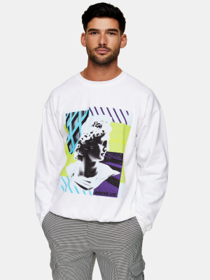 Statue Face Sweatshirt In White