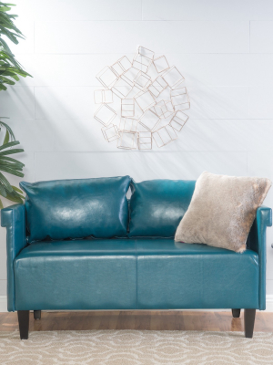 Bellerose Faux Leather Settee - Teal - Christopher Knight Home