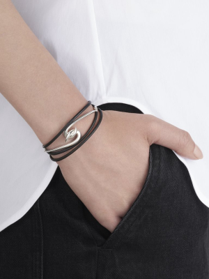 Silver Hook Leather Bracelet