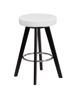 Flash Furniture Trenton Series 24'' High Contemporary Vinyl Counter Height Stool With Cappuccino Wood Frame