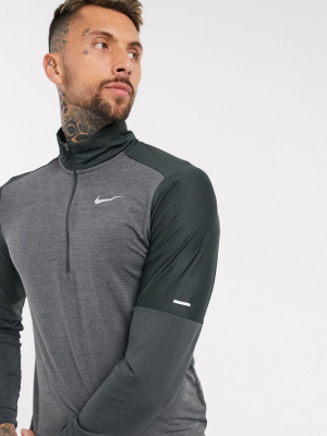 Nike Running Essentials Dri-fit Element Half Zip Top In Charcoal/black