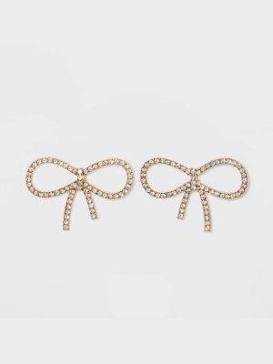 Sugarfix By Baublebar Crystal Bow Earrings - Clear/gold