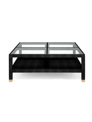 Lafeu Square Coffee Table Black Faux Shagreen