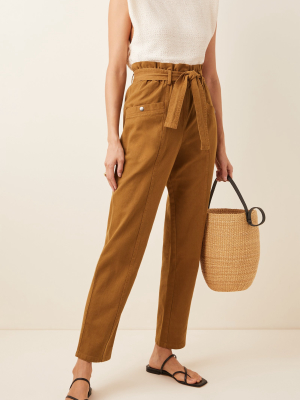 Metta Belted Cotton-twill Straight-leg Pants