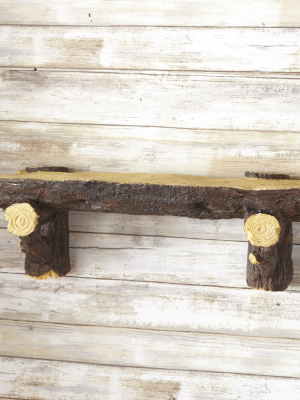 Lakeside Log Shelf - Ceramic Wall Shelf With Natural, Rustic Lodge Style