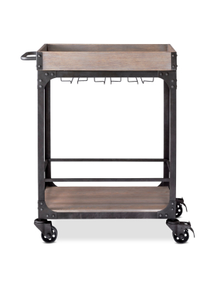 Franklin Bar Cart And Wine Rack Weathered Gray - Threshold™