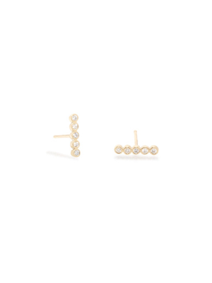 14k Tiny Diamond Bezel Bar Studs