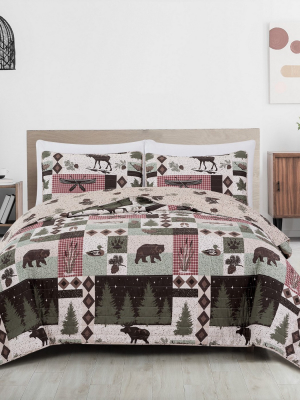 Great Bay Home Rustic Lodge Printed Reversible Quilt Set