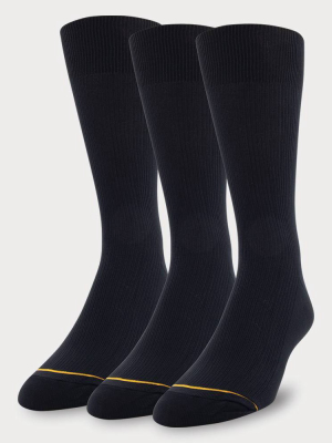 Signature Gold By Goldtoe Men's Nylon Rib Crew Socks 3pk - Black 6-12.5