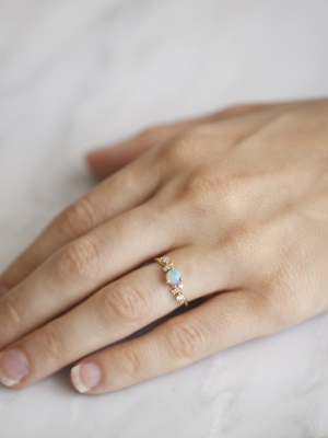 Medium Organic Crossover Opal & Diamond Ring