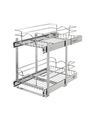 Rev-a-shelf 5wb2-1218cr-1 12 X 18 Inch 2-tier Wire Basket Pull Out Shelf Storage For Kitchen Base Cabinet Organization, Chrome