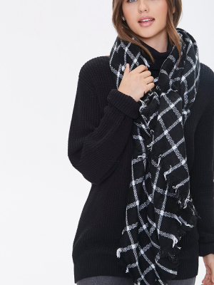 Grid Print Oblong Scarf