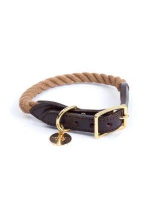 Found My Animal - Dark Tan Rope & Leather Cat & Dog Collar