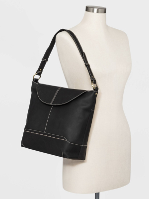 Bolo Leather Flap Crossbody Bag - Black