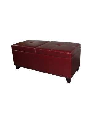 Storage Bench With Lift Top Table 15" - Red Leatherette - Ore International