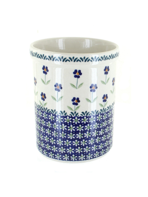 Blue Rose Polish Pottery Blue Daisy Utensil Jar