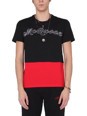 Alexander Mcqueen Colour Block Logo Print T-shirt