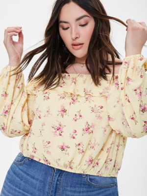 Plus Size Floral Off-the-shoulder Top