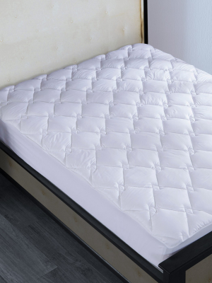 Puredown White 300 Thread Count Rhombic Quilted Down Alternative Mattress Pad