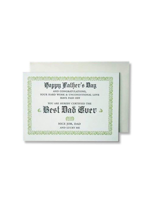 Best Dad Certificate Father's Day Card