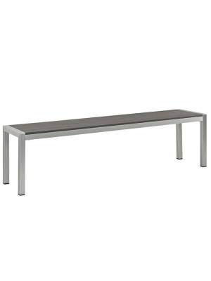 Wharf Silver Gray Outdoor Patio Aluminum Bench