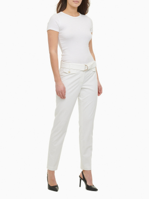 Straight Leg Belted Flap Pocket Pants