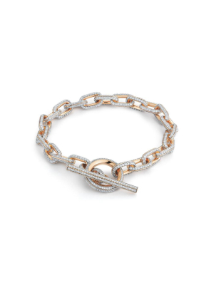 Saxon 18k All Diamond Chain Link Toggle Bracelet