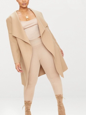 Plus Camel Waterfall Coat