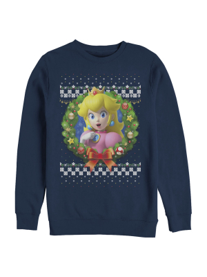 Men's Nintendo Christmas Peach Wreath Sweatshirt